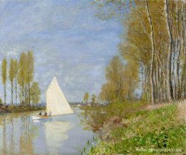 Pequeño barco en el pequeño brazo del Sena en Argenteuil Pequeño barco en el pequeño brazo del Sena en Argenteuil