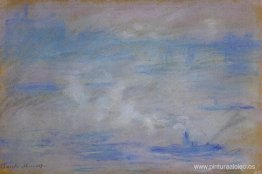 Barcos en el Támesis, efecto niebla Barcos en el Támesis, efecto niebla