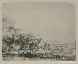 paisaje con una vaca bebiendo paisaje con una vaca bebiendo