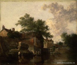 New Mills, Norfolk: hombres vadeando New Mills, Norfolk: hombres vadeando