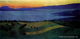 El lago Leman, efecto de la tarde El lago Leman, efecto de la tarde