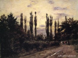 Tarde álamos y calzada cerca de Schleissheim Tarde álamos y calzada cerca de Schleissheim