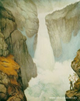 Sam Eyde delante de Svelgfoss Sam Eyde delante de Svelgfoss