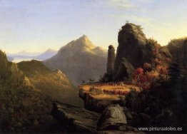 Escena de El último mohicano Cora arrodillada a los pies de Tane Escena de El último mohicano Cora arrodillada a los pies de Tane