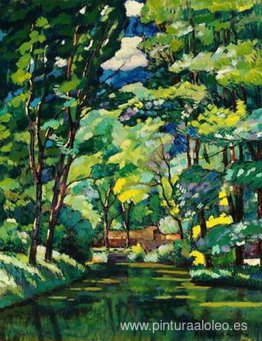 paisaje con un estanque paisaje con un estanque