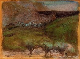 Olivos contra un fondo montañoso Olivos contra un fondo montañoso