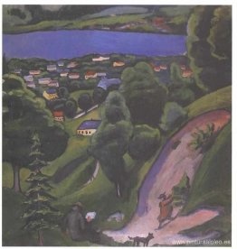 Paisaje en el Teggernsee con un hombre leyendo Paisaje en el Teggernsee con un hombre leyendo