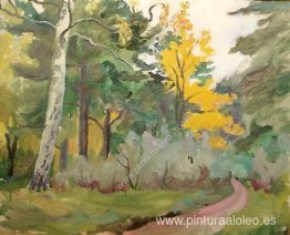 Un camino. En el otoño. Un camino. En el otoño.