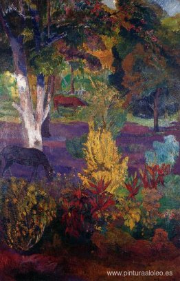 Paisaje de las Marquesas con caballos. Paisaje de las Marquesas con caballos.