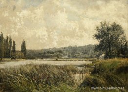 Paisaje con un afluente del Sena, cerca de París. Paisaje con un afluente del Sena, cerca de París.