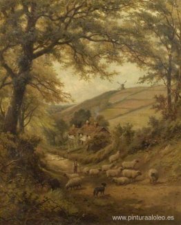 Un perro y un rebaño de ovejas Un perro y un rebaño de ovejas