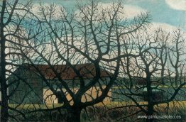 Árboles calvos con casas. Árboles calvos con casas.