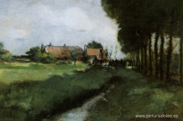 paisaje con casas y arroyo paisaje con casas y arroyo