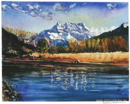 Pequeño río llamado Eau-froide visto en Villeneuve, con la caden Pequeño río llamado Eau-froide visto en Villeneuve, con la caden