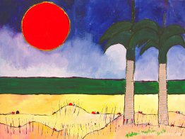 Azul marino con sol y palmeras. Azul marino con sol y palmeras.