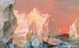 Icebergs y naufragio al atardecer Icebergs y naufragio al atardecer