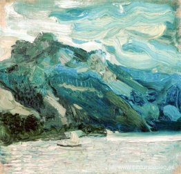 Lago Traunsee con la montaña Schlafende Griechin Lago Traunsee con la montaña Schlafende Griechin