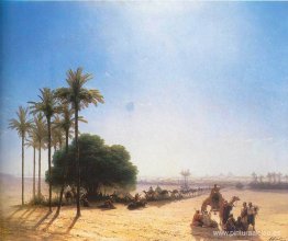 Caravana en el oasis. Egipto Caravana en el oasis. Egipto