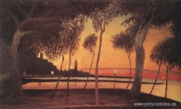 Puesta de sol sobre la bahía de Nápoles Puesta de sol sobre la bahía de Nápoles