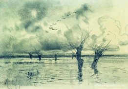 Primavera. Grúas volando. Primavera. Grúas volando.