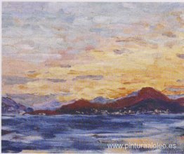 Montañas y mar al atardecer. Montañas y mar al atardecer.