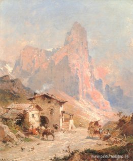 Figuras en un pueblo de los Dolomitas. Figuras en un pueblo de los Dolomitas.