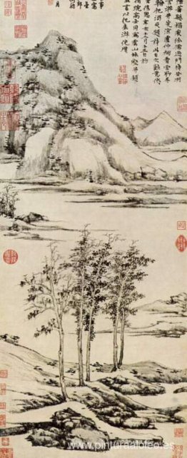 Árboles en el valle de un río en Yü shan Árboles en el valle de un río en Yü shan