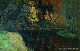 Río en el bosque. Otoño en el río Istra. Río en el bosque. Otoño en el río Istra.