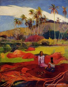 Mujeres tahitianas bajo las palmas. Mujeres tahitianas bajo las palmas.