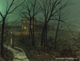 Mujer en un camino junto a una cabaña Mujer en un camino junto a una cabaña