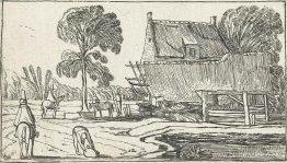 Montando por la carretera al lado de una granja. Montando por la carretera al lado de una granja.