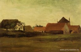 Casas rurales en Loosduinen cerca de La Haya en el crepúsculo Casas rurales en Loosduinen cerca de La Haya en el crepúsculo