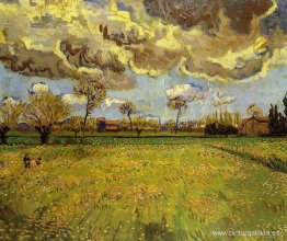 Paisaje bajo un cielo tormentoso Paisaje bajo un cielo tormentoso