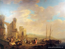 Paisaje con costa y ruina. Paisaje con costa y ruina.