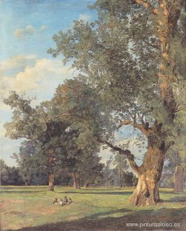 Árboles en el Prater con figuras sentadas. Árboles en el Prater con figuras sentadas.