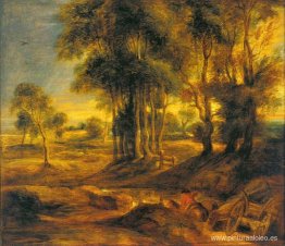 Paisaje con el carruaje al atardecer. Paisaje con el carruaje al atardecer.