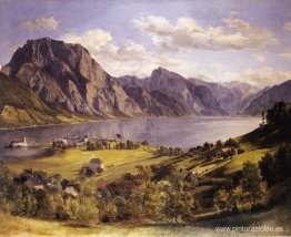 Traunsee con castillo de Orth Traunsee con castillo de Orth
