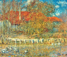 El estanque con patos en otoño. El estanque con patos en otoño.
