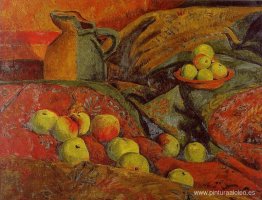 Bodegón con manzanas y jarra. Bodegón con manzanas y jarra.