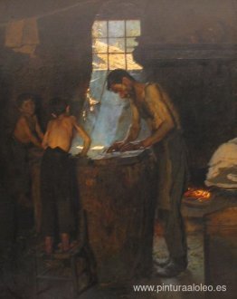 Trabajadores del pueblo italiano haciendo sombreros Trabajadores del pueblo italiano haciendo sombreros