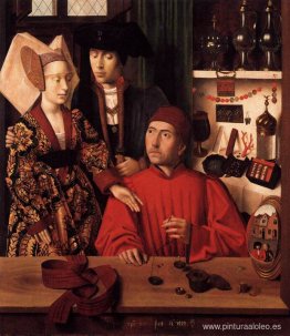 San Eligio como orfebre mostrando un anillo a los novios San Eligio como orfebre mostrando un anillo a los novios