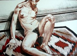 Desnudo sobre alfombra navajo Desnudo sobre alfombra navajo