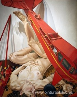 Desnudo con modelo de avión rojo Desnudo con modelo de avión rojo