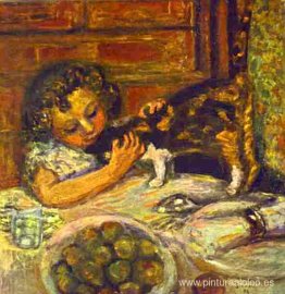 niña con un gato niña con un gato