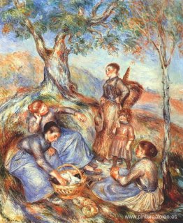 Los vendimiadores en el almuerzo. Los vendimiadores en el almuerzo.