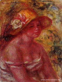 Busto de una joven con sombrero de paja Busto de una joven con sombrero de paja