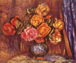 Rosas ante la cortina azul Rosas ante la cortina azul