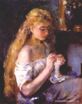 niña tejiendo niña tejiendo