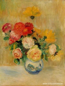 Jarrón de Rosas y Dalias Jarrón de Rosas y Dalias