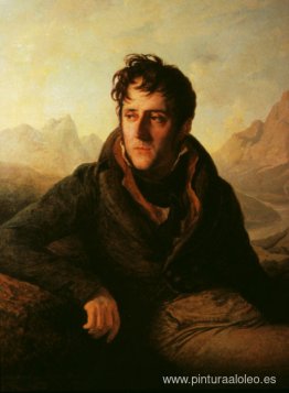 Retrato de Chateaubriand como telón de fondo de paisaje de monta Retrato de Chateaubriand como telón de fondo de paisaje de monta